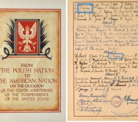 Kuba’s and Lola’s signature under the congratulation letter from the Polish schoolchildren to the Americans on the 150th anniversary of the US independence, 1926.