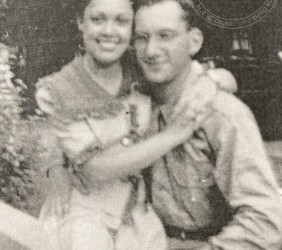 3.	Izydor Stern in the US army in 1944. Visit of his wife, Goldie.