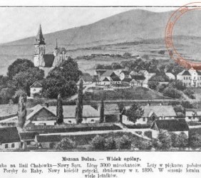 24. Postcard from 1915, a fragment of the synagogue can be seen on the left of the school