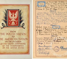 Kuba’s and Lola’s signature under the congratulation letter from the Polish schoolchildren to the Americans on the 150th anniversary of the US independence, 1926.