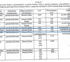 Nazwisko Jetti Fani Feuerstein w wykazie właścicieli opuszczonych gruntów w Mszanie Dolnej